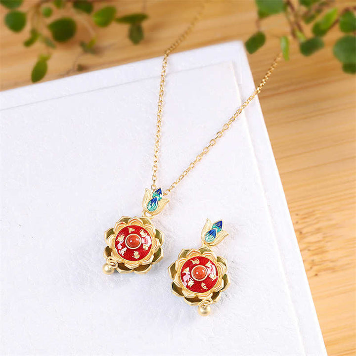 Collier pendentif en argent sterling 925 avec roue de prière en agate rouge du Tibet - image 6