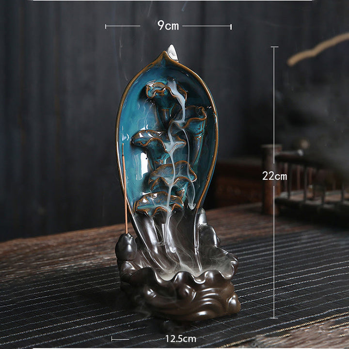 Brûleur d'encens à cascade Buddha Stones Porte-encens à reflux
