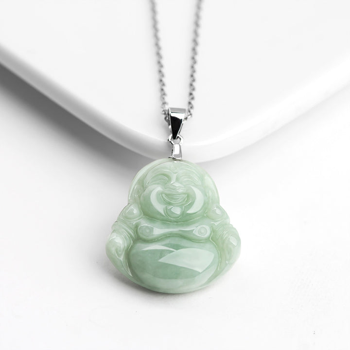 Collier Buddha Stones rieur en jade, pierre de Bouddha, avec chaîne en acier titane et pierre de Bouddha. - image 3