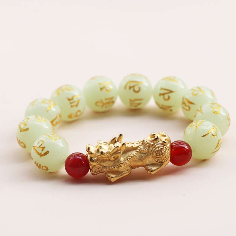 Bracelet Feng Shui Lucky Pixiu Glowstone Wealth Buddha Stones