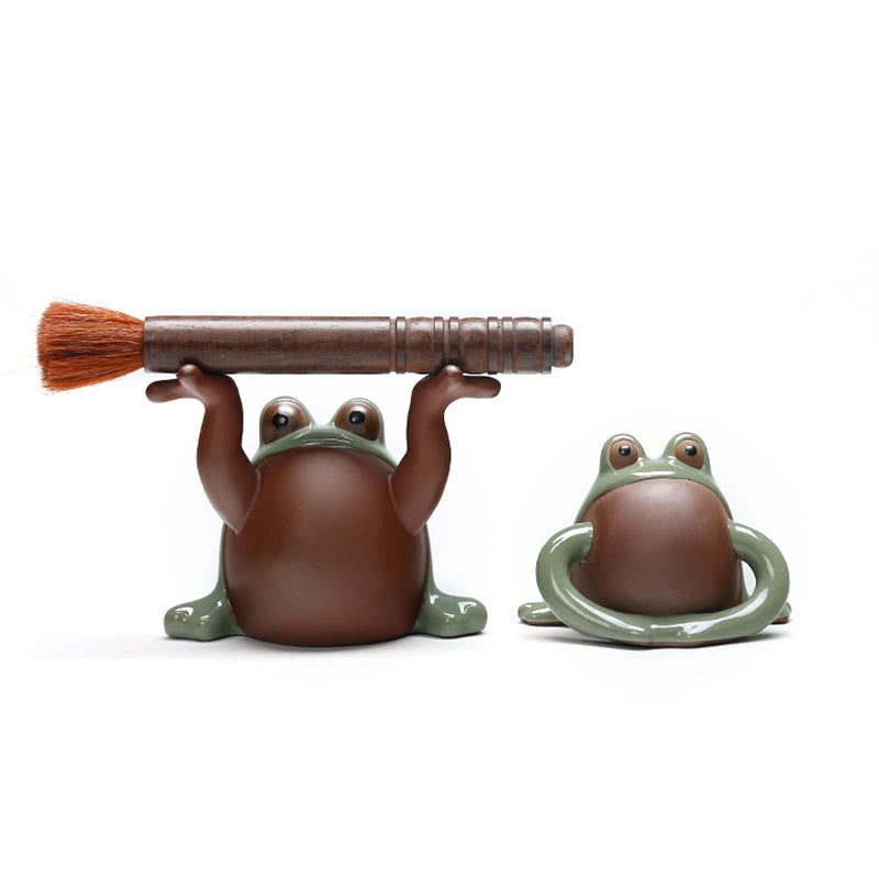 Figurine de grenouille porte-bonheur en céramique pour animal de compagnie, Buddha Stones FengShui, richesse, décoration