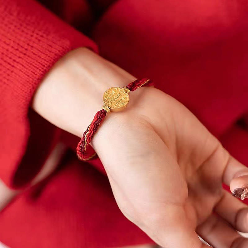 Bracelet tressé fait main en corde de protection avec nœud de réincarnation et Buddha Stones, cinq directions, dieux de la richesse