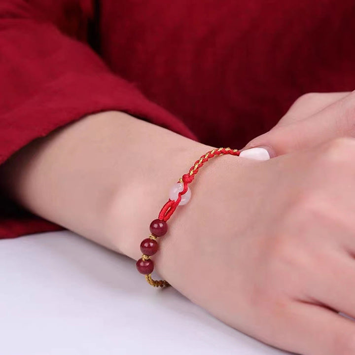 Bracelet de bénédiction avec boucle de paix en jade cinabre naturel de Buddha Stones