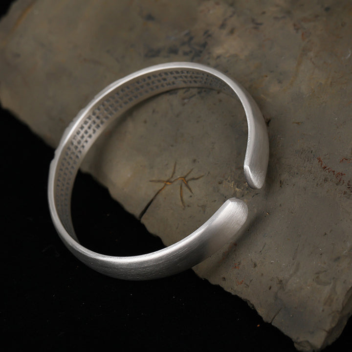 Bracelet Buddha Stones en argent sterling 999 avec tête de Bouddha et cœur Sutra de la sérénité