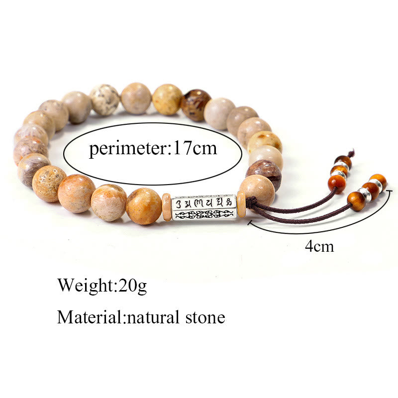 Bracelet de renforcement en pierre vieillie Buddha Stones Om Mani Padme Hum