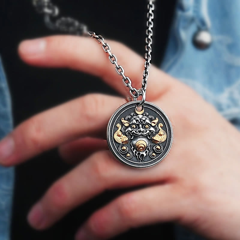 Collier pendentif amulette de guérison tibétaine Kirtimukha en Buddha Stones