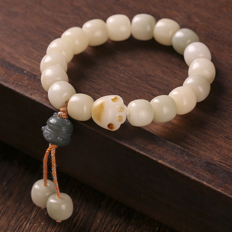 Bracelet de paix en forme de patte de chat avec graines de Bodhi et chat porte-bonheur en Buddha Stones - image 3