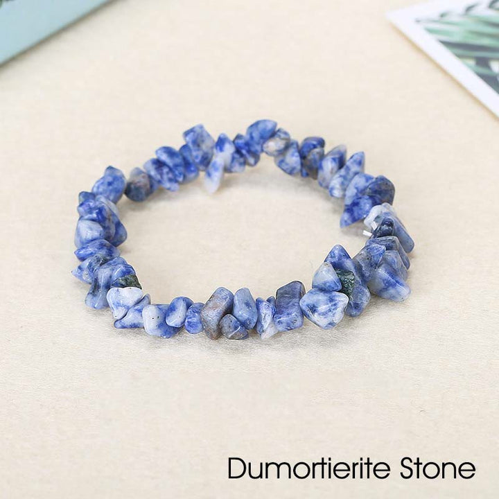 Bracelet apaisant et chaleureux en pierre de cristal de forme irrégulière naturelle - Pierre de dumortiérite (Tour de poignet : 15-16 cm) - image 65