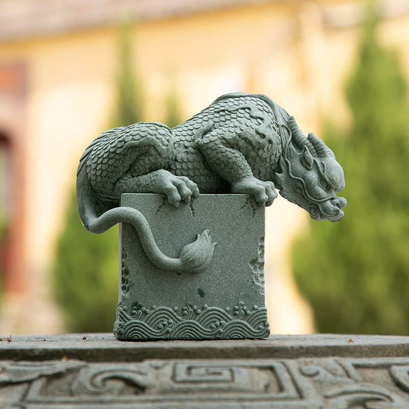 Buddha Stones Feng Shui Debout Assis Dragon Succès Chance Décoration de la Maison - Dragon assis 16*16*9cm - image 13