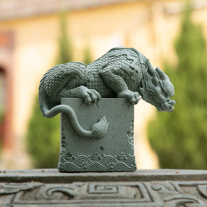 Buddha Stones Feng Shui Debout Assis Dragon Succès Chance Décoration de la Maison - Dragon assis 16*16*9cm - image 13