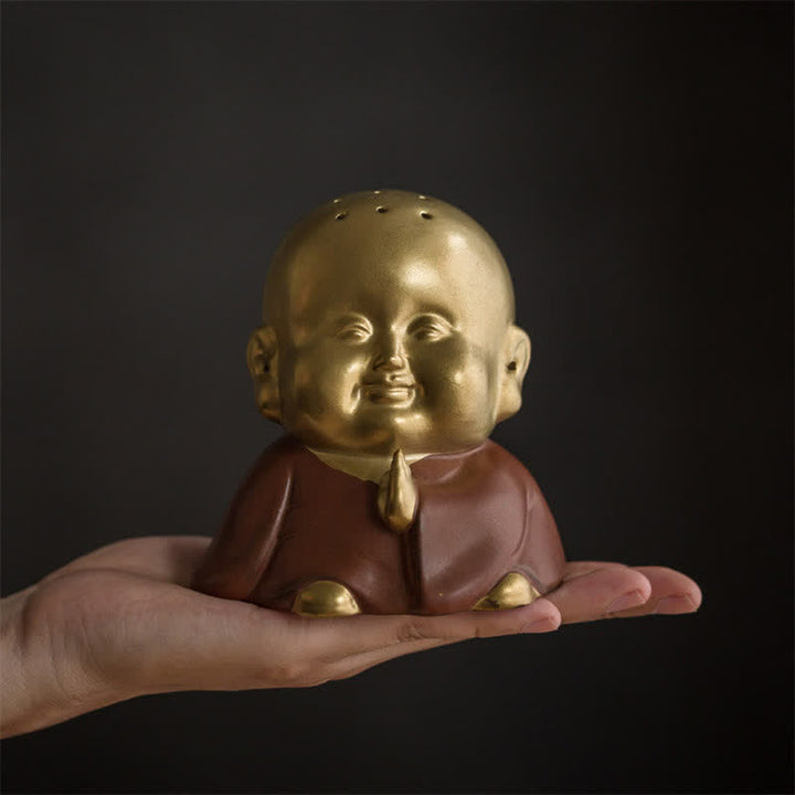 Brûleur d'encens de guérison en céramique Petit Bouddha Rieur