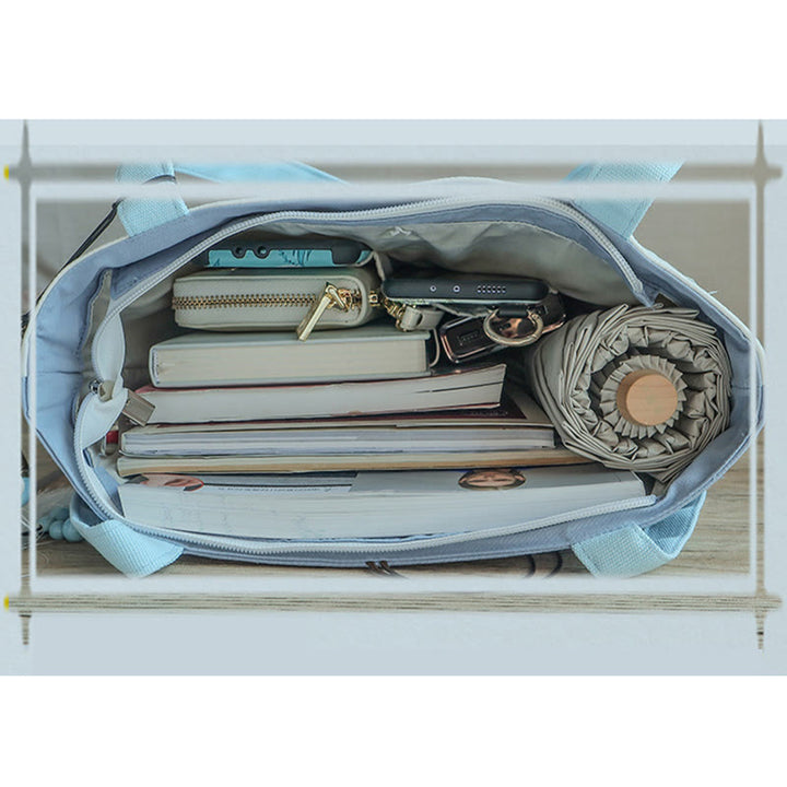 Sac à bandoulière en toile brodée de bambou avec fleur de poire, prunier, fleur de pêcher, grande capacité, sac fourre-tout - image 13