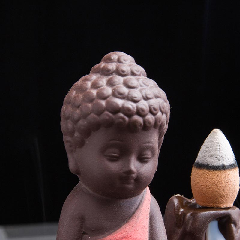 Fontaine à fumée à refoulement en Buddha Stones Brûleur d'encens en céramique Décoration de bénédiction