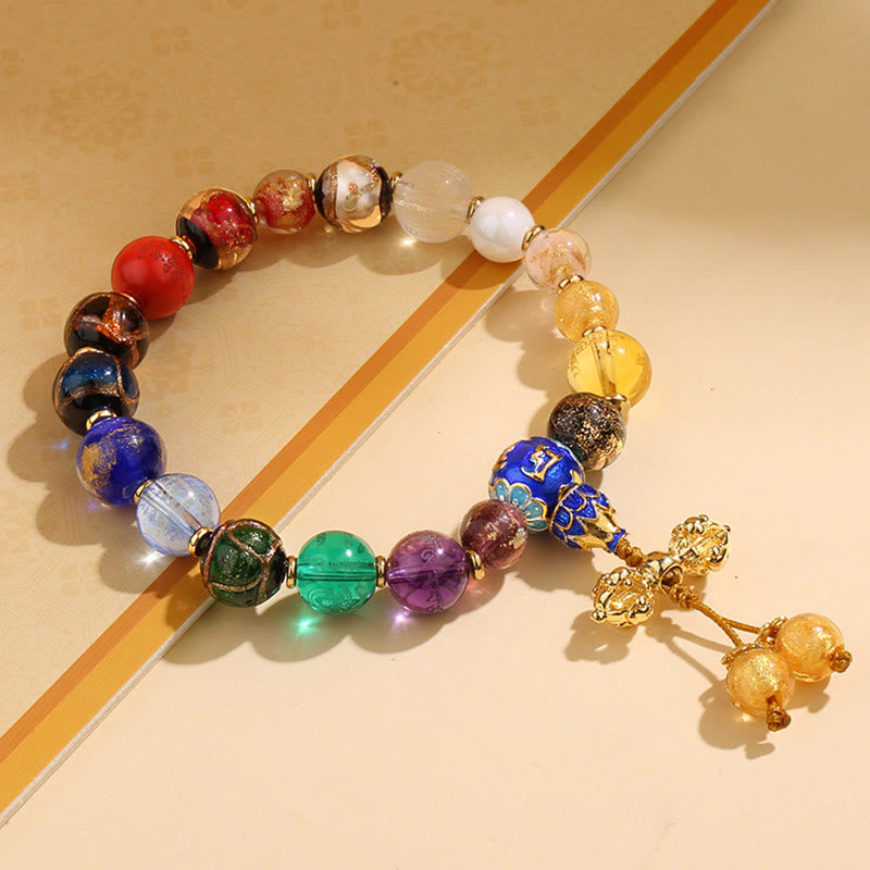 Buddha Stones Tibétain Coloré Cendres Perles de Verre Liuli Om Mani Padme Hum Dorje Vajra 18 Perles Poignet Mala