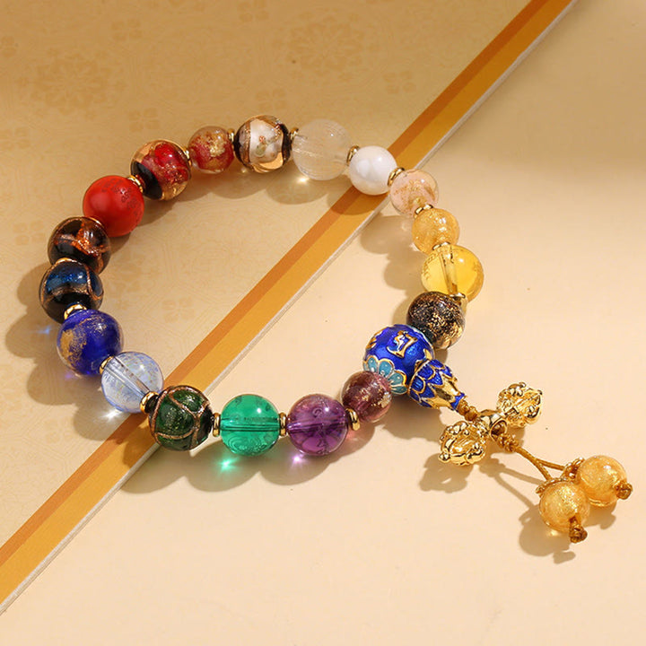 Buddha Stones Tibétain Coloré Cendres Perles de Verre Liuli Om Mani Padme Hum Dorje Vajra 18 Perles Poignet Mala