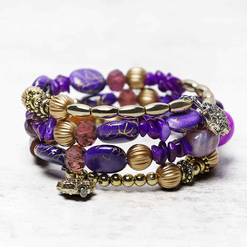 Bracelet de bénédiction multicouches en perles d'agate turquoise irrégulières avec Buddha Stones