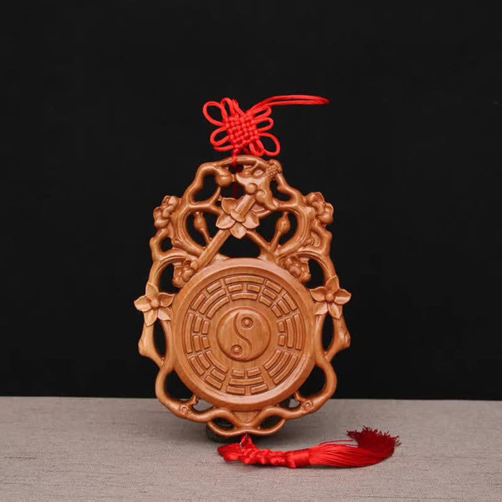 Carte Feng Shui Bagua Bois de pêcher Nœud chinois Carte énergétique d'équilibre