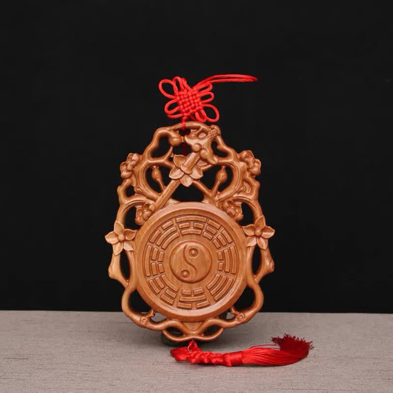 Carte Feng Shui Bagua Bois de pêcher Nœud chinois Carte énergétique d'équilibre - 18 x 13,6 cm - image 0