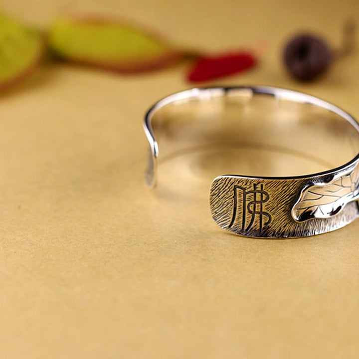 Bracelet réglable en argent sterling 925 Buddha Stones et fleur de lotus
