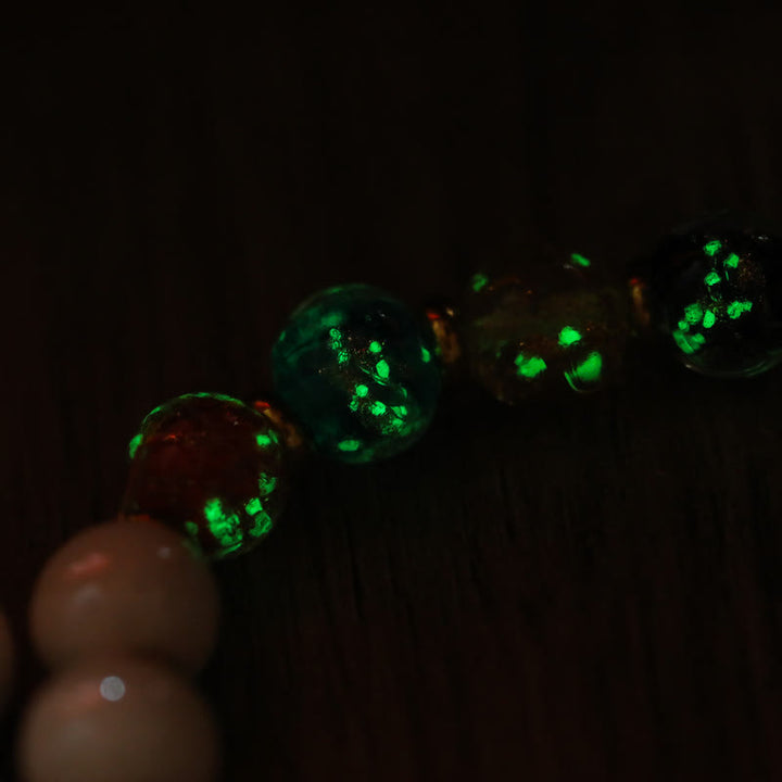 Buddha Stones Encens tibétain Cendres Porcelaine Lumineuse Fluorescente Perle de Verre Liuli Gourde Pièce de Cuivre Charm Bracelet de Paix