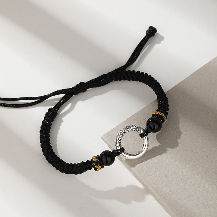 Bracelet Buddha Stones en argent sterling 925 avec boucle de paix et nuages ​​propices à la fortune - Argent sterling 925 (Tour de poignet 14-19 cm) - image 0