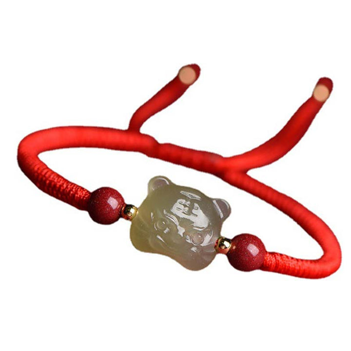 Bracelet porte-bonheur en jade et cinabre avec Buddha Stones