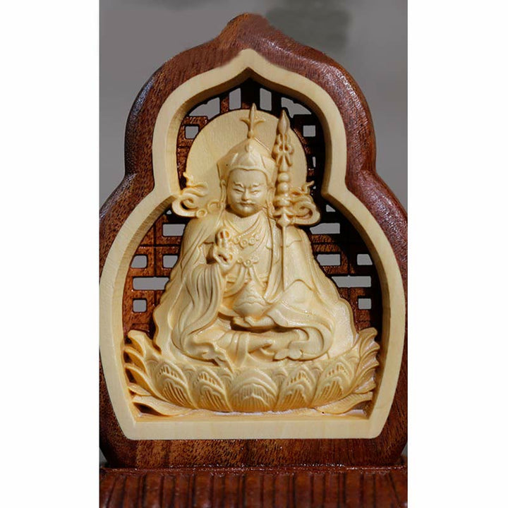 Buddha Stones Guru Rinpoché bouddha Padmasambhavan sérénité bois gravé Statue Figurine décoration - image 8