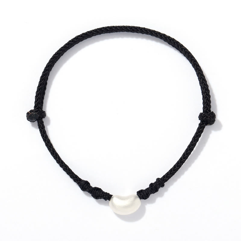 Bracelet tressé fait main en argent sterling 999 avec motif de haricot et Buddha Stones