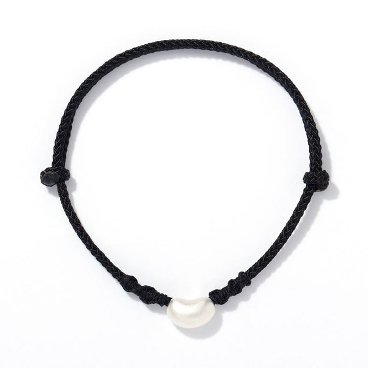 Bracelet tressé fait main en argent sterling 999 avec motif de haricot et Buddha Stones