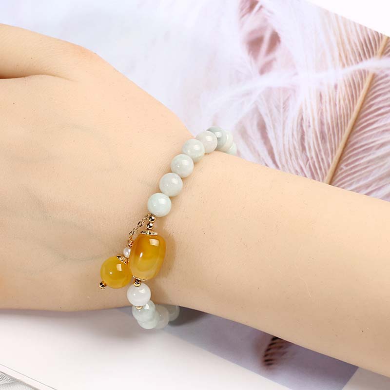 Bracelet de protection en agate de jade blanc naturel Buddha Stones