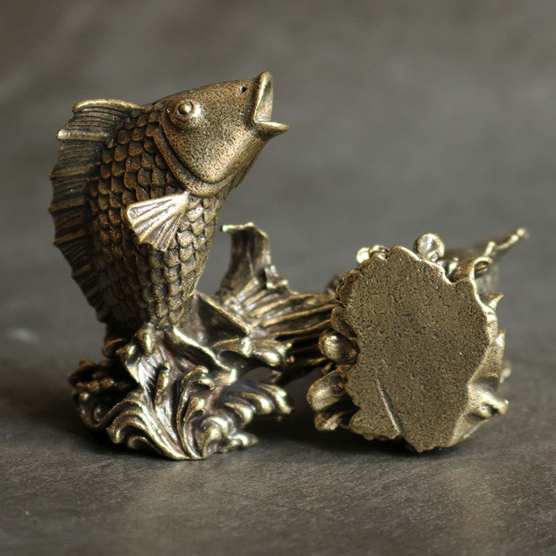 Buddha Stones faites à la main Petit poisson Koi Cuivre Richesse Décoration de la maison - image 2