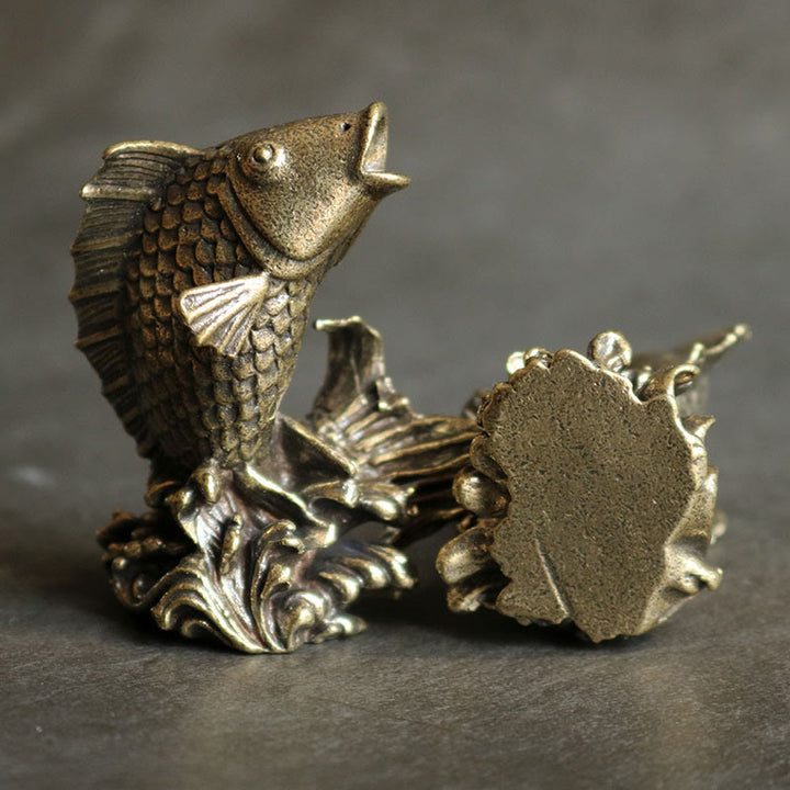 Buddha Stones faites à la main Petit poisson Koi Cuivre Richesse Décoration de la maison - image 2