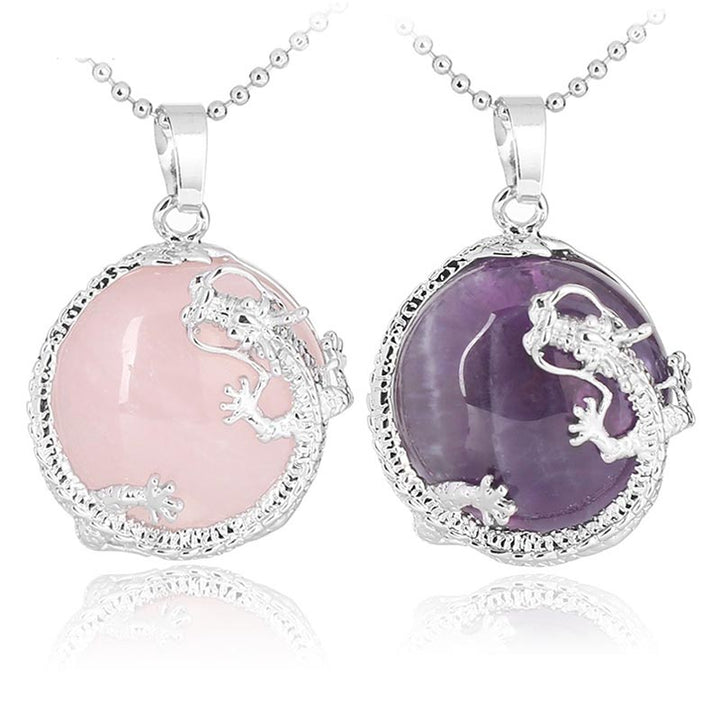 Collier pendentif en cristal de quartz naturel avec énergie de guérison et dragon chinois en Buddha Stones