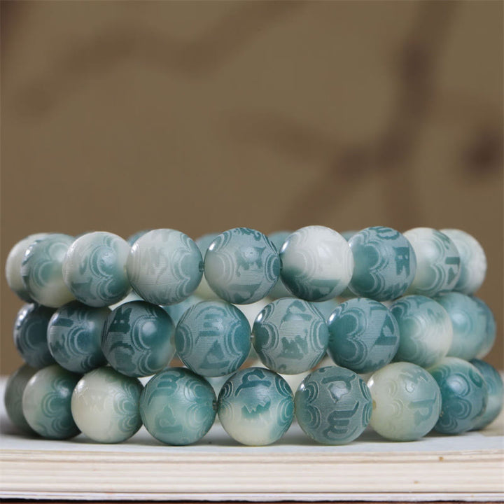 Bracelet gravé en Buddha Stones graines de Bodhi Om Mani Padme Hum pour éloigner les mauvais esprits