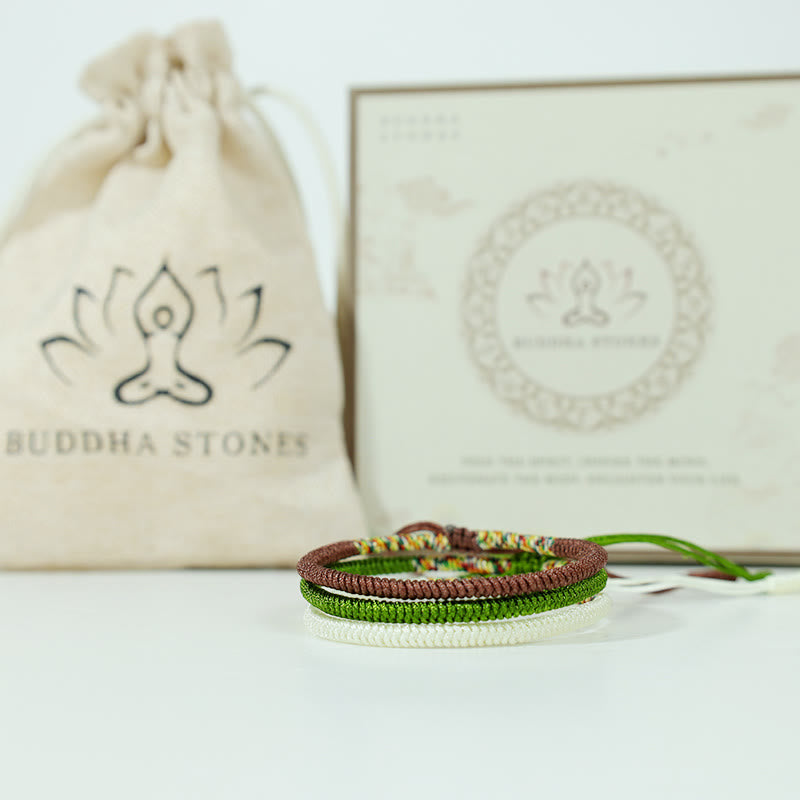 Bracelet tibétain fait main avec Buddha Stones, 3 pièces, multicolore, nœud porte-bonheur King Kong