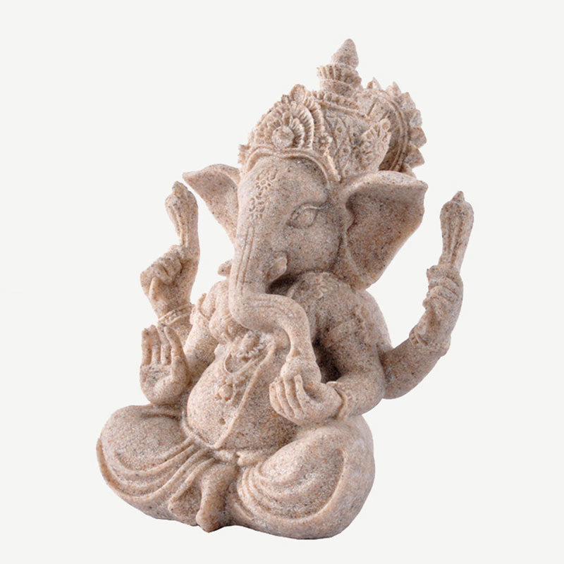 Buddha Stones Ganesh Ganpati Statue d'éléphant Richesse Bénédiction Décoration de la maison