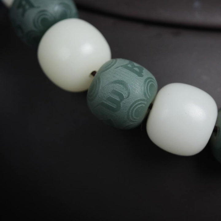 Bracelet de protection Bodhi Six Vrais Mots en Buddha Stones Blanc