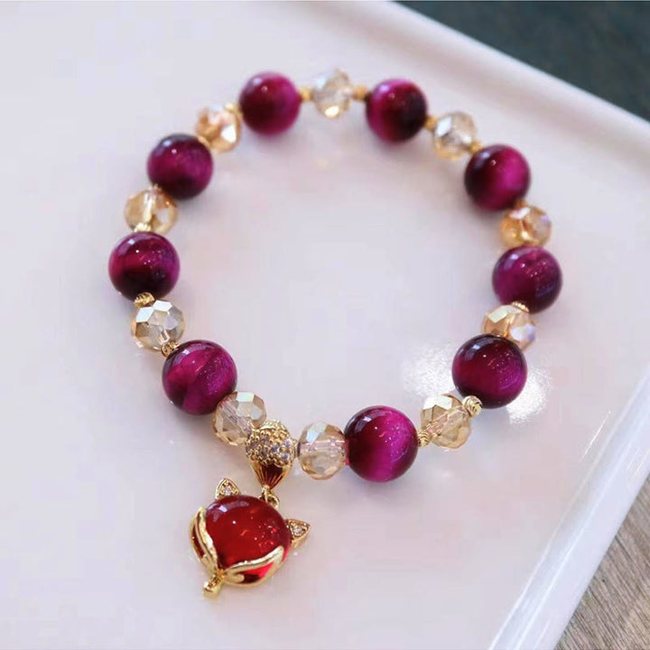Bracelet de protection et de confiance en soi en œil de tigre rouge PiXiu Fox Buddha Stones - Renard à œil de tigre roux - image 0
