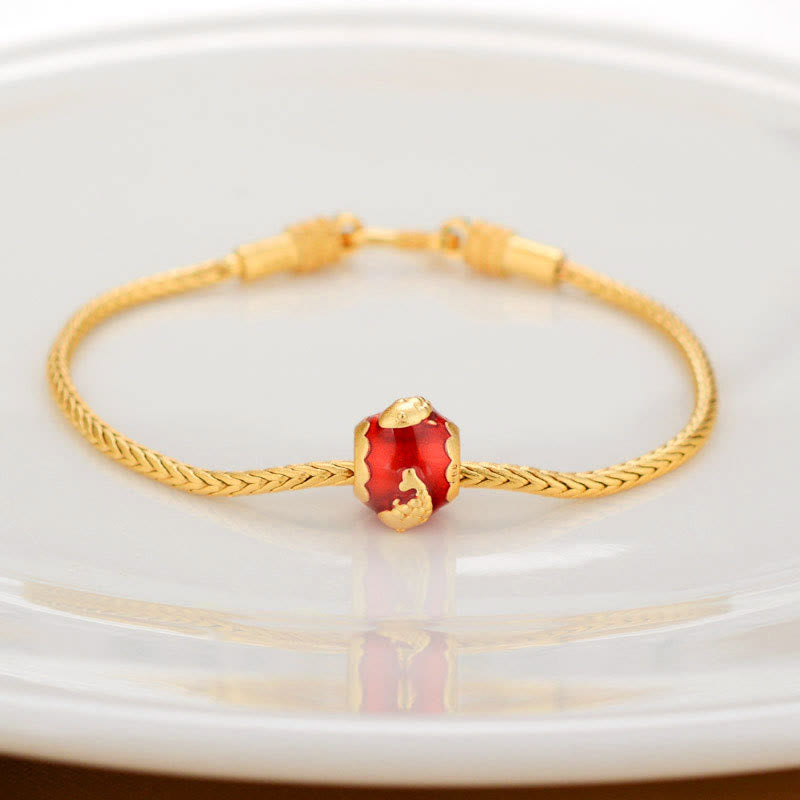 Bracelet tibétain en or 18 carats avec Buddha Stones Om Mani Padme Hum Lucky Koi Fish Fu Character Lingot Copper Coin Peace