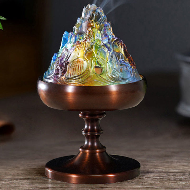 Brûleur d'encens de méditation et de guérison de la montagne de cristal Liuli