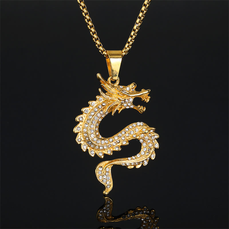 Collier pendentif protection en zircon Buddha Stones et dragon du zodiaque chinois - Dragon (Protection ♥ Succès) - image 1