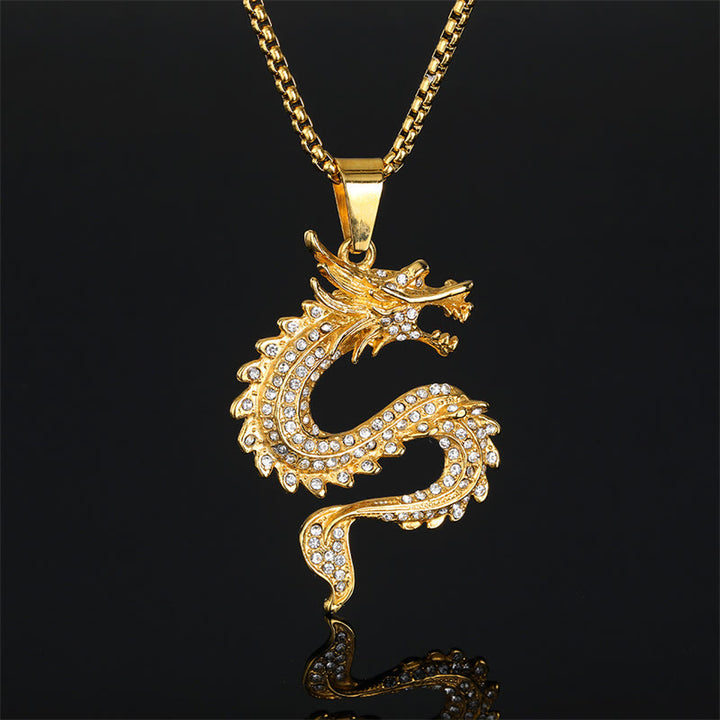 Collier pendentif protection en zircon Buddha Stones et dragon du zodiaque chinois - Dragon (Protection ♥ Succès) - image 1