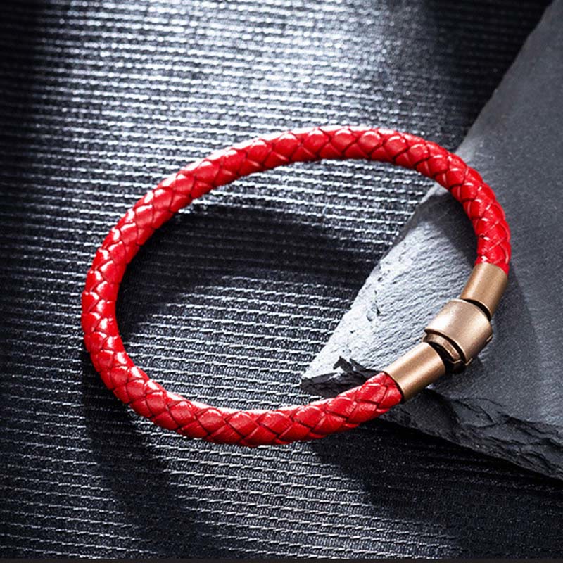 Bracelet tressé en cuir vintage Buddha Stones