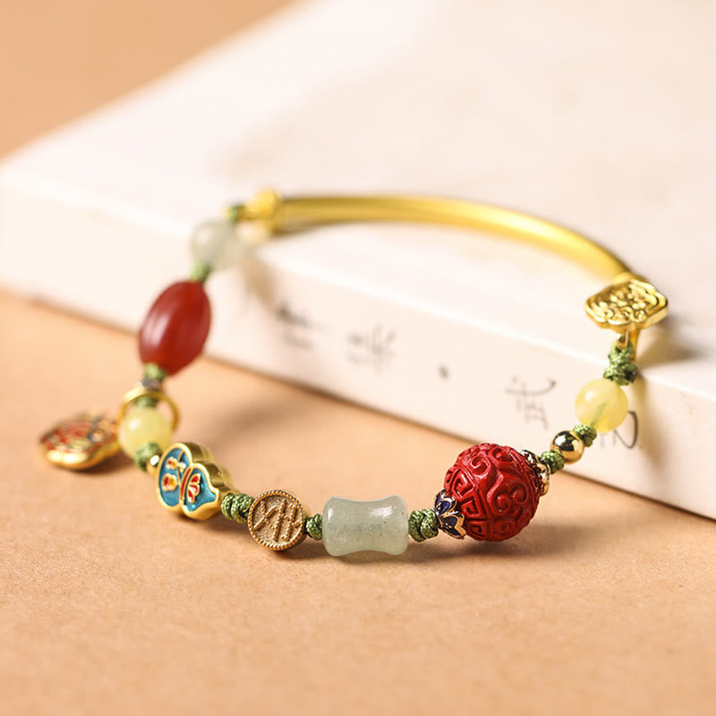 Bracelet tibétain en Buddha Stones , nuages de bon augure, fortune, bonheur, richesse, chance