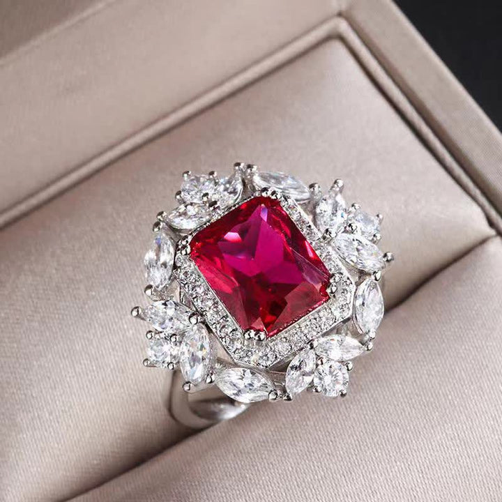Buddha Stones Cristal d'émeraude Corindon rouge Confiance Courage Bague Boucles d'oreilles Collier Pendentif