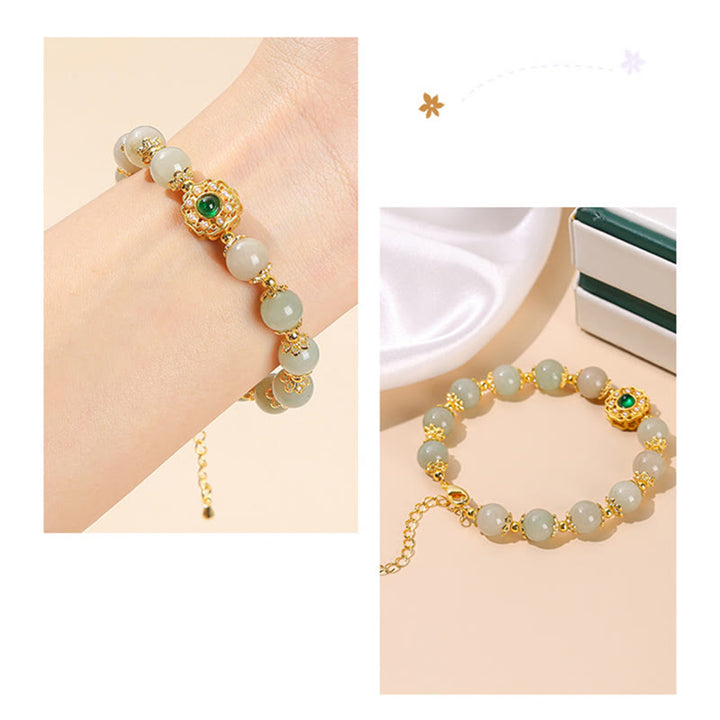 Bracelet chaîne de perles de prospérité en jade naturel Buddha Stones