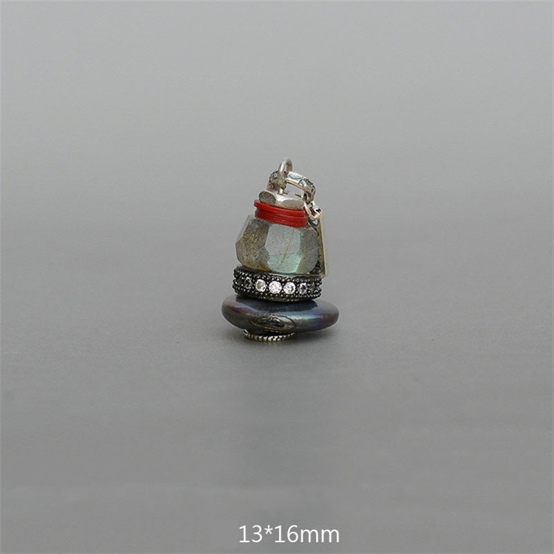 Collier pendentif calme en Buddha Stones Zen Cairn Labradorite Divers cristaux - Pendentif en labradorite 13*16mm - image 22