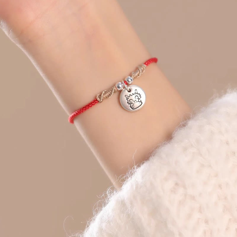 Bracelet tressé en argent sterling 999 fait main avec Buddha Stones Année du Dragon, joli signe du zodiaque chinois - image 7