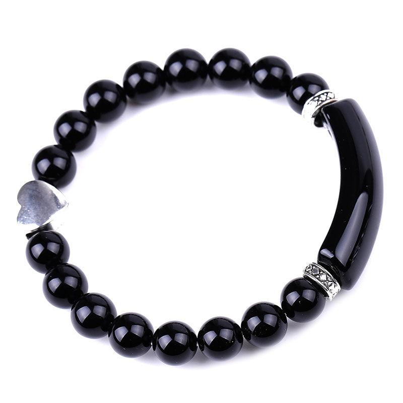 Bracelet unisexe en forme de cœur avec perles en cristal naturel