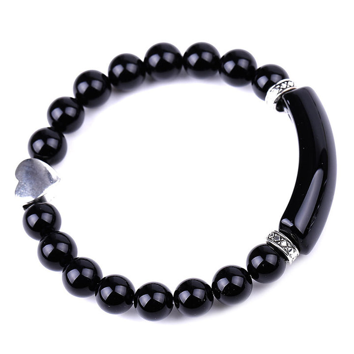Bracelet unisexe en forme de cœur avec perles en cristal naturel